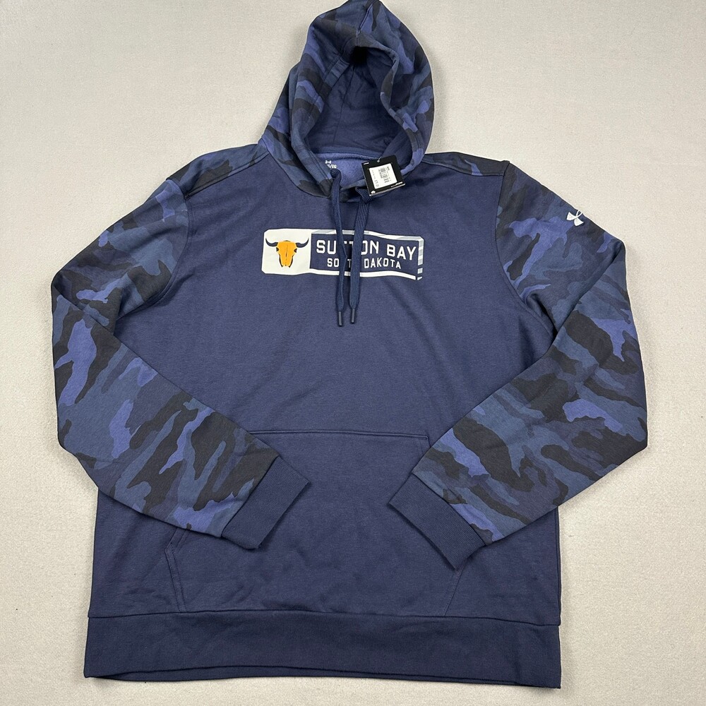 Under Armour Hoodie Men Extra Large Blue Sutton Bay South Dakota Rival Pullover